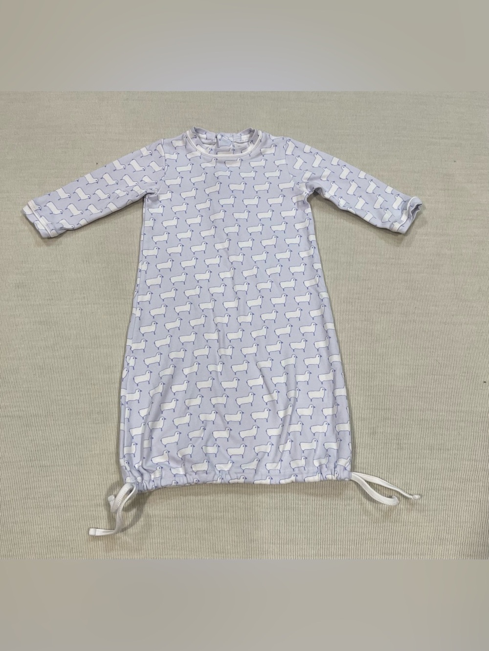 Lila + Hayes Sheep Day Gown Pima Cotton Lavender White 0-3M